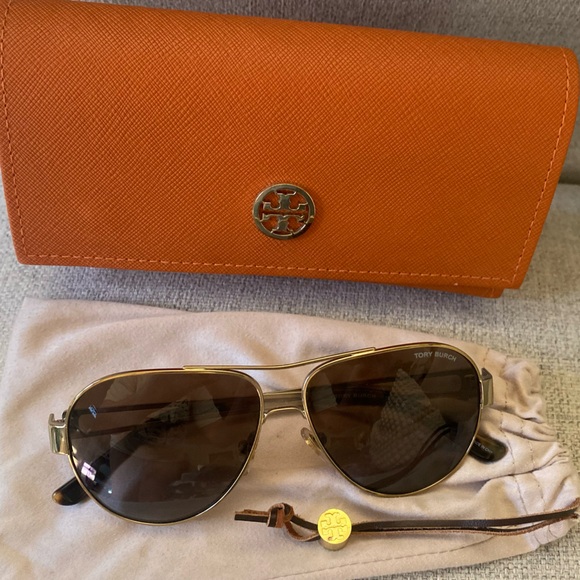 Tory Burch Accessories - Authentic Tory Burch sunglasses Like new Condition Brown lens , Gold Hardware!
